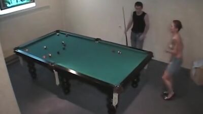 Insatiable guy pounding doll's pussy on the billiard table!
