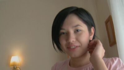 Pretty brunette teen gets fucked hard on the bed