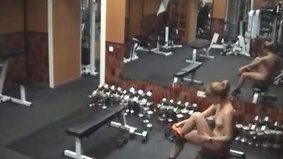 Stripping gal caught by security cam in the gym!