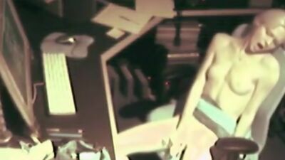 Doll in green skirt pops herself by dildo!