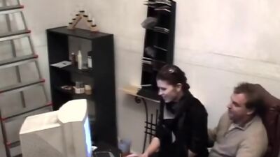 Dirty boss drilling his employee in the office!