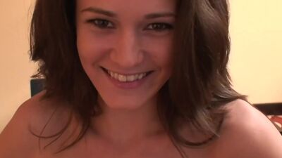 Adorable Brunette Teen With A Creamy Pussy