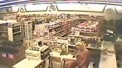 Babe licks pussy in the shop!