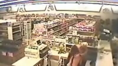 Babe licks pussy in the shop!