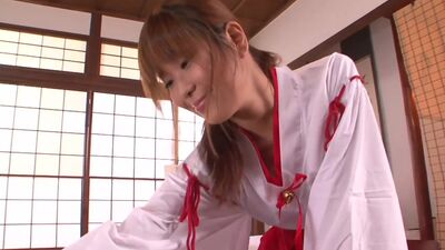 Japanese girl plays with her pussy while some boys peep