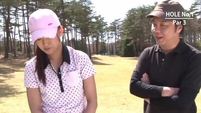 Teen asian golfer gets her pink pounded on the green!