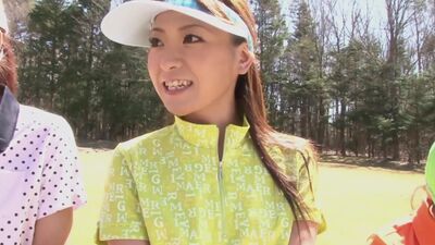 Cute Asian teen girls play a game of strip golf