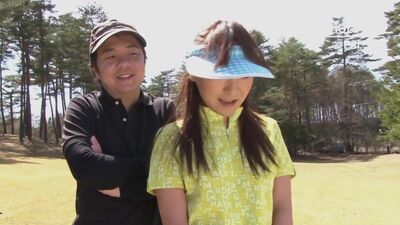 Cute Asian teen girls play a game of strip golf