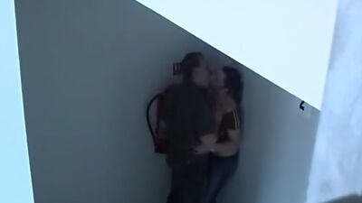 Sneaking from party guys fuck in the corridor!