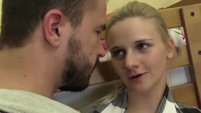 Teen minx rides her trainers cock