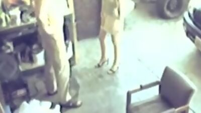 Lustful maid gets harshly banged and filmed by security cam!