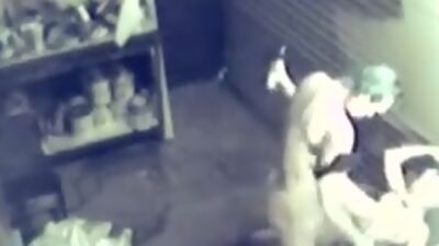 Lustful maid gets harshly banged and filmed by security cam!