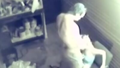 Lustful maid gets harshly banged and filmed by security cam!