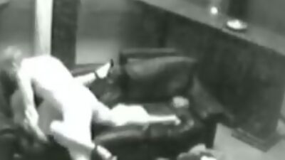 Mad mushing in the VIP room with a leather sofa!