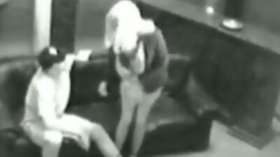 Mad mushing in the VIP room with a leather sofa!