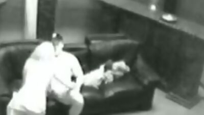 Mad mushing in the VIP room with a leather sofa!