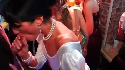 DRUNKSEXORGY - Horny brunette bride eats a big cock in public