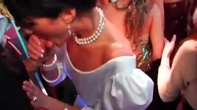 DRUNKSEXORGY - Horny brunette bride eats a big cock in public
