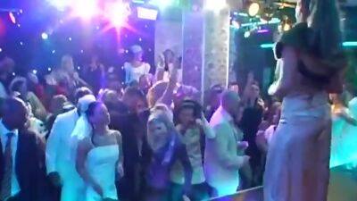 DRUNKSEXORGY - Horny brunette bride eats a big cock in public