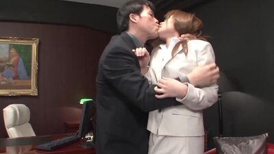 Asian office babe gets gangbanged by her colleagues
