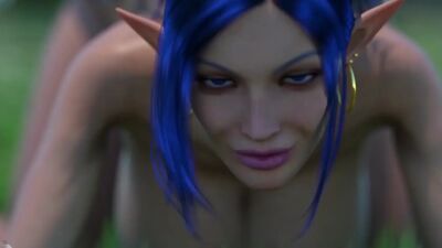 Busty big tits elves having crazy sex in a 3d animation