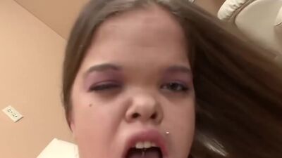 Horny midget lady enjoys big black dick