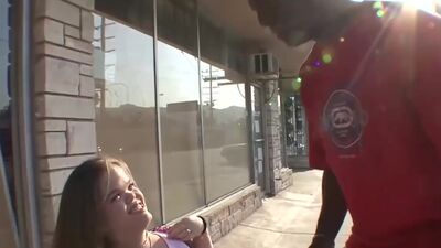 Horny midget lady enjoys big black dick