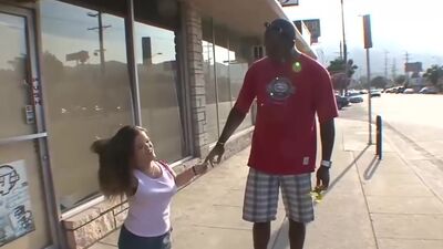 Horny midget lady enjoys big black dick