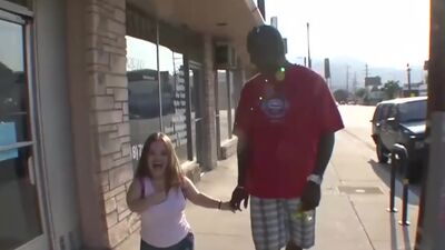 Horny midget lady enjoys big black dick