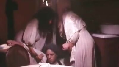 Pauline LaMonde, Dominique Santos, Sharon Mitchell in vintage porn scene