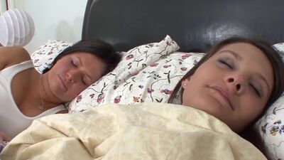 Sweet and sexy brunette babes get together for some lesbian fun