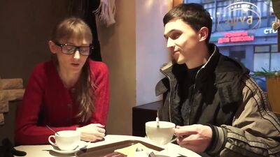 Nerdy teeny gets excited