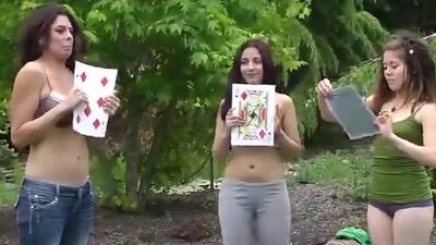 LOSTBETSGAMES - Three girls play strip highest card wins