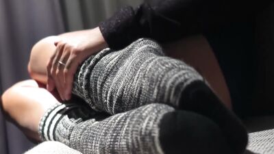 Busness woman turns herself on by trying on different outfits