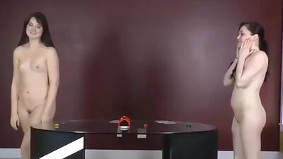 LOSTBETSGAMES - Two pretty girls play a strip air hockey game
