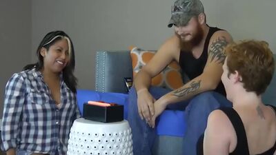 LOSTBETSGAMES - 2 Girls and One Guy Play a Strip Game of Whose Fingers Are Faster