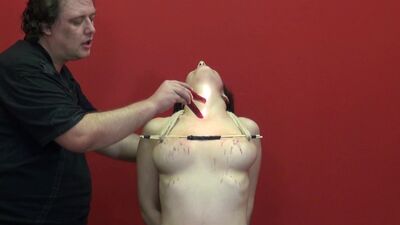 Amateur slave Beauvoirs nipple pain and candle wax BDSM