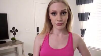 Cum chasing coed Emma Starletto wants her stepbrother to give it to her as she tears her yoga pants for a pussy pounding