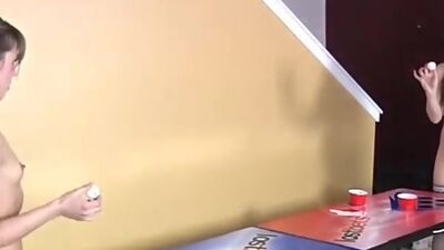 LOSTBETSGAMES - Two beautiful girls play strip beer pong