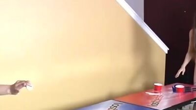 LOSTBETSGAMES - Two beautiful girls play strip beer pong