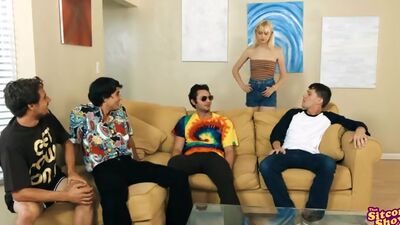 Sexy blonde Laurie Foreman seduces sucks and fucks three guys to assert her dominance as the households queen slut