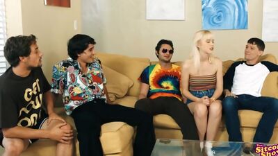 Sexy blonde Laurie Foreman seduces sucks and fucks three guys to assert her dominance as the households queen slut