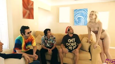 Sexy blonde Laurie Foreman seduces sucks and fucks three guys to assert her dominance as the households queen slut