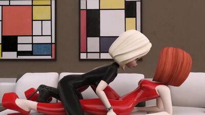 3D lesbian latex video