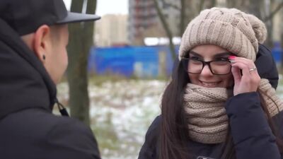 Nerdy teeny fucking a stranger