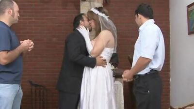 Well-hung dick-girl bride revealing her wild side at her first wedding night