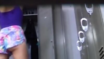 Secretly filming a gorgeous blonde in locker room