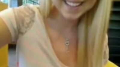 Blonde girlfriend pokes her nipples and rubs her big boobs on cam