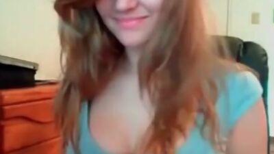 Girlfriend shows her fake tits on webcam