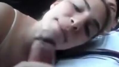Horny amateur girlfriend gives blowjob in the car